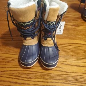 TF Star Womens Sherpa Lined Blue/Tan Winter Duck Boots - Size 6 - #764
